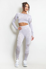 High Neck Tops And Push Up Legging Gym Set 