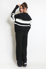 Striped Knitted Jumper And Wide Leg Trouser Set