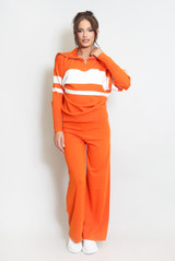 Striped Knitted Jumper And Wide Leg Trouser Set