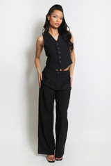 Light-Weight Waist Coat And Wide Leg Trouser Set