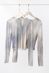 Tie Dye Print Raw Hem Tops