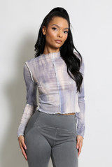 Tie Dye Print Raw Hem Tops