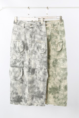 Tie Dye Print Cargo Pocketed Midi Skirt
