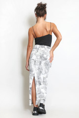 Tie Dye Print Cargo Pocketed Midi Skirt