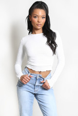 Textured Stretch Ruched Side Top