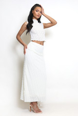 Lined Mesh Maxi Skirt