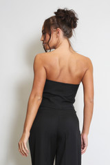 Button Front Tailored Bandeau Top