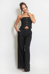 Button Front Tailored Bandeau Top
