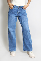 Denim Blue Regular Length Wide Leg Jeans