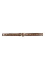 Leather Slim Round Buckle Eyelet Belt