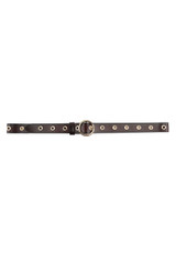 Leather Slim Round Buckle Eyelet Belt