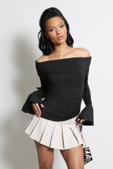 Ruched Side Bardot Top