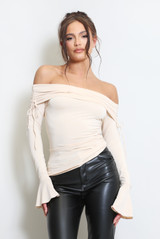 Ruched Side Bardot Top