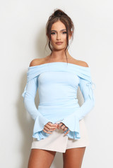 Ruched Side Bardot Top