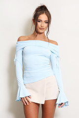 Ruched Side Bardot Top