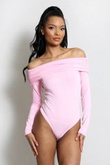 Ruched Bardot Long Sleeve Bodysuit