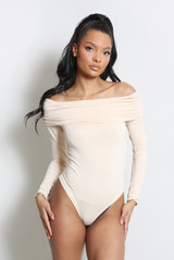 Ruched Bardot Long Sleeve Bodysuit