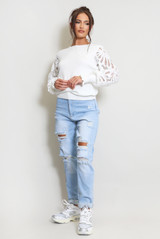 Crochet Long Sleeve Round Neck Jumper