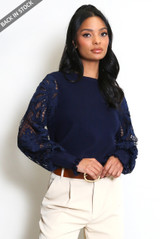 Crochet Long Sleeve Round Neck Jumper