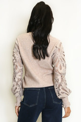 Crochet Long Sleeve Round Neck Jumper