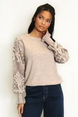 Crochet Long Sleeve Round Neck Jumper