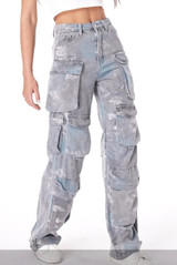 Dark Grey Washed Tie Dye Cargo Trouser