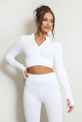 Ribbed Zip Long Sleeve Gym Top