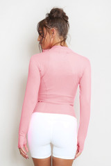 Fitted Zip Front Long Sleeve Gym Top