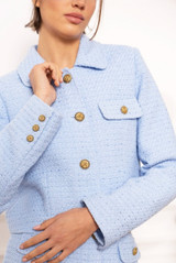 Tweed Cropped Blazer With Golden Buttons