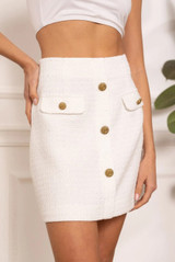 Tweed Mini Skirt With Golden Buttons