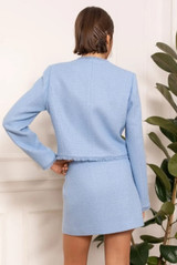 Tweed Cropped Blazer And Wrap Up Mini Skirt Set