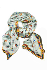 Floral Monogram Silk Blend Scarf