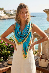 Floral Monogram Silk Blend Scarf