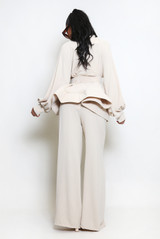 Round Neck Belted Blouse And Wide Leg Trouser Co-Ords