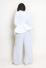 Round Neck Belted Blouse And Wide Leg Trouser Co-Ords