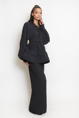 Round Neck Belted Blouse And Wide Leg Trouser Co-Ords