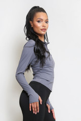 Zip Front Long Sleeve Gym Top