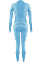 Zip Front Long Sleeve Top And Legging Gym Set