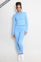 Zip Front Long Sleeve Top And Legging Gym Set