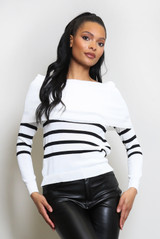Striped Print Bardot Jumper 