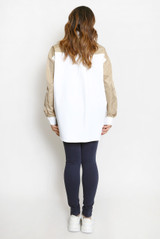 Pocketed Faux Bomber Jacket With Shirt Hem