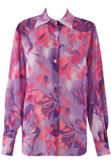 Floral Print Chiffon Blouse With Cuff