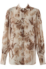 Floral Print Chiffon Blouse With Cuff