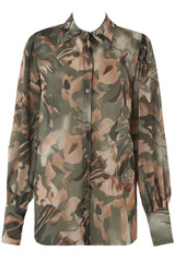 Floral Print Chiffon Blouse With Cuff