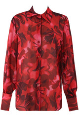 Floral Print Chiffon Blouse With Cuff