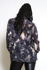 Floral Print Chiffon Blouse With Cuff