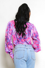 Floral Print Chiffon Blouse With Cuff