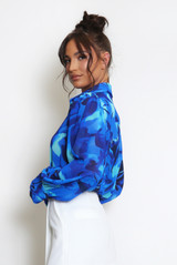 Floral Print Chiffon Blouse With Cuff