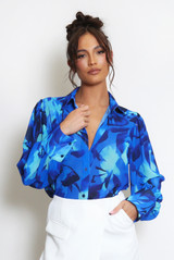 Floral Print Chiffon Blouse With Cuff