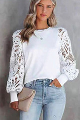 Crochet Sleeve Round Neck Jumper